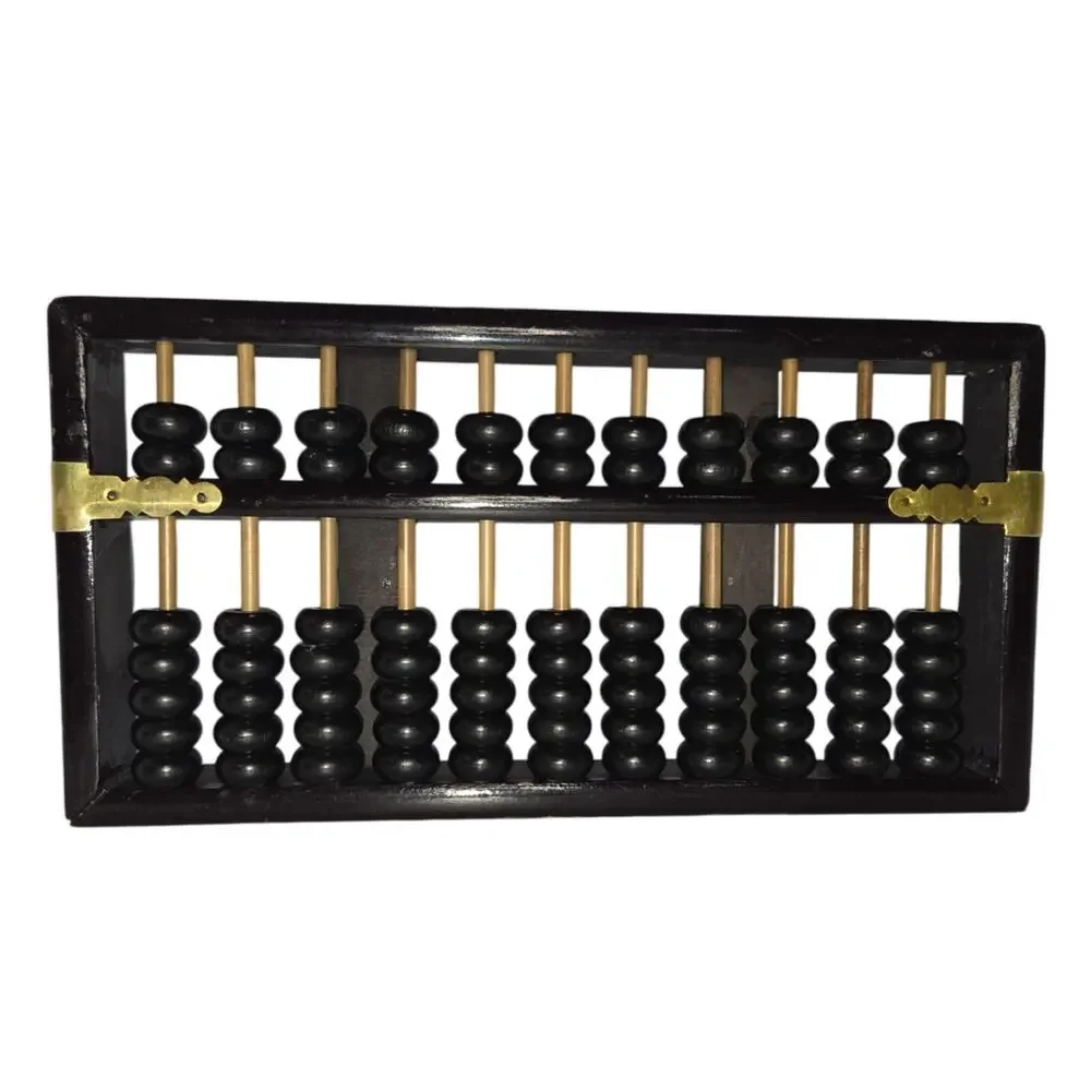 Lotus Flower Brand Chinese Wood Abacus 11 Rods Suanpan Counting Frame Vintage